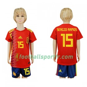 Tenue Espagne Sergio Ramos 15 Enfant Domicile Coupe du monde 2018 Maillot de Foot